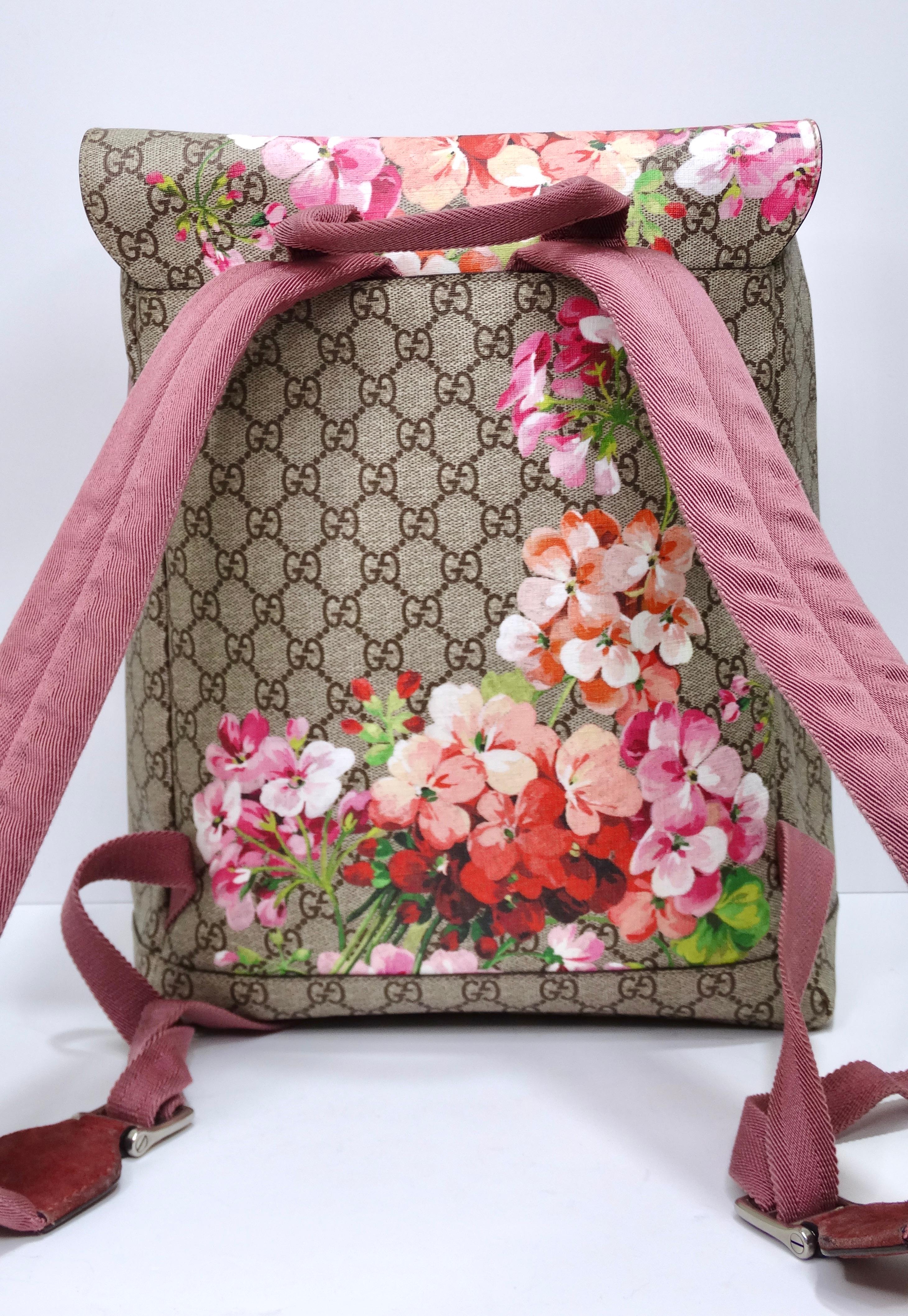 Gucci Buckle Backpack Blooms Print GG Coated Canvas 1