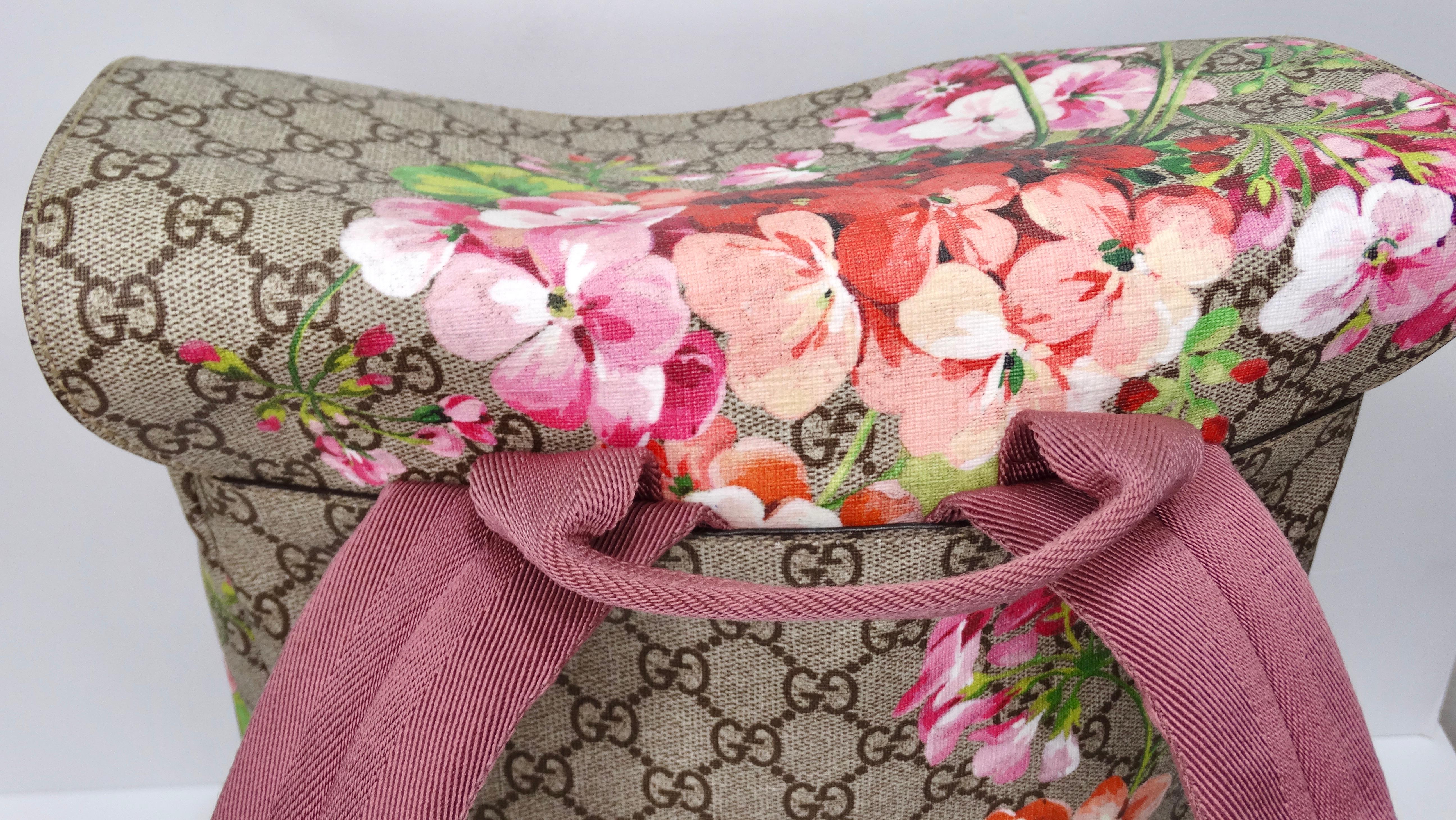 Gucci Buckle Backpack Blooms Print GG Coated Canvas 2