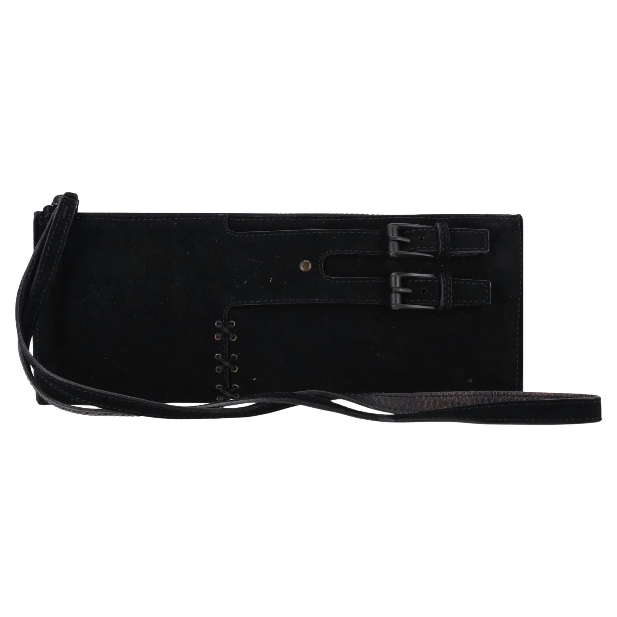 Pochette en daim avec boucle de Gucci en vente