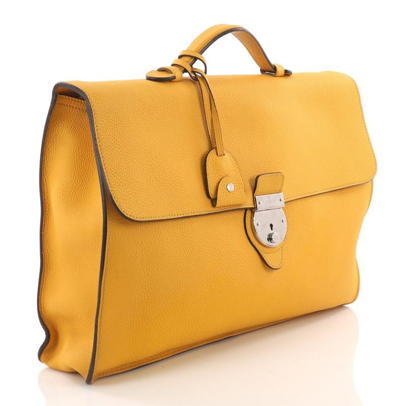 Orange Gucci Buckle Flap Briefcase Leather Large