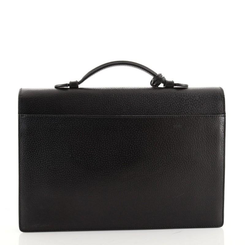 Black Gucci Buckle Flap Briefcase Leather Medium
