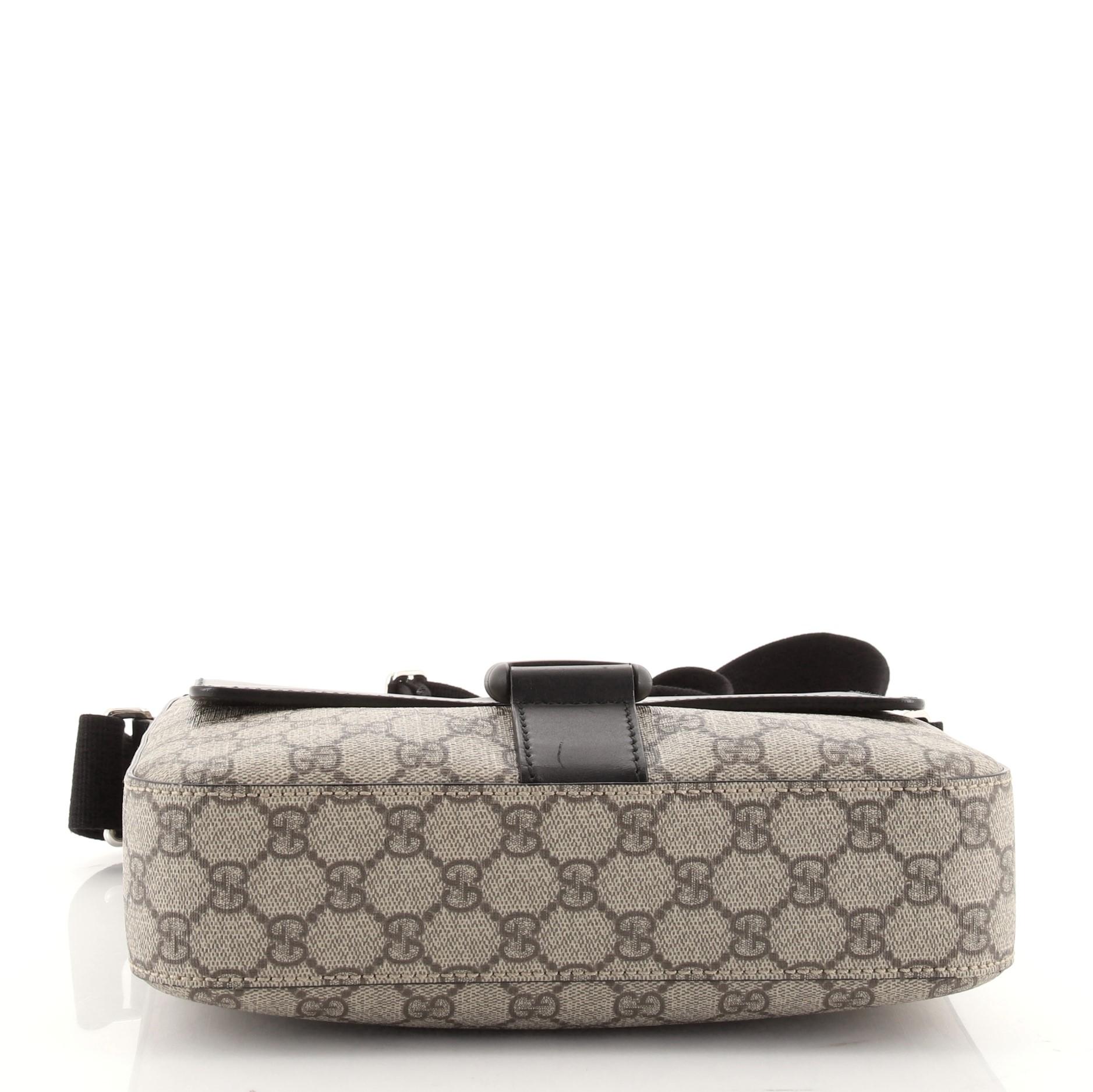 Gucci Buckle Flap Messenger Bag GG Coated Canvas with Leather Medium In Good Condition In NY, NY