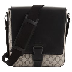 Gucci Buckle Flap Messenger Bag GG Coated Canvas with Leather Medium