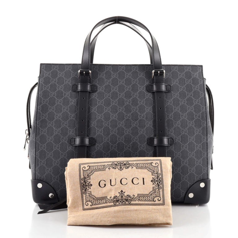Gucci Buckle Travel Tote GG Coated Canvas with Leather Large at 1stDibs