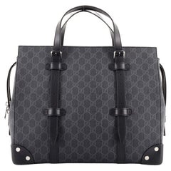 Gucci Buckle Travel Tote GG Coated Canvas with Leather Large