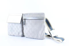 Gucci Bum Monogram 224393 Silver Coated Canvas Cross Body Bag