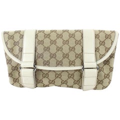 Gucci Bum Monogram Hip Pouch 229520 Beige X White Coated Canvas Cross Body Bag