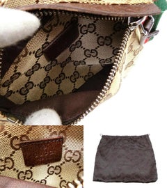 Gucci Bum Web Monogram Belt Pouch 229481 Brown Canvas X Leather Cross Body Bag