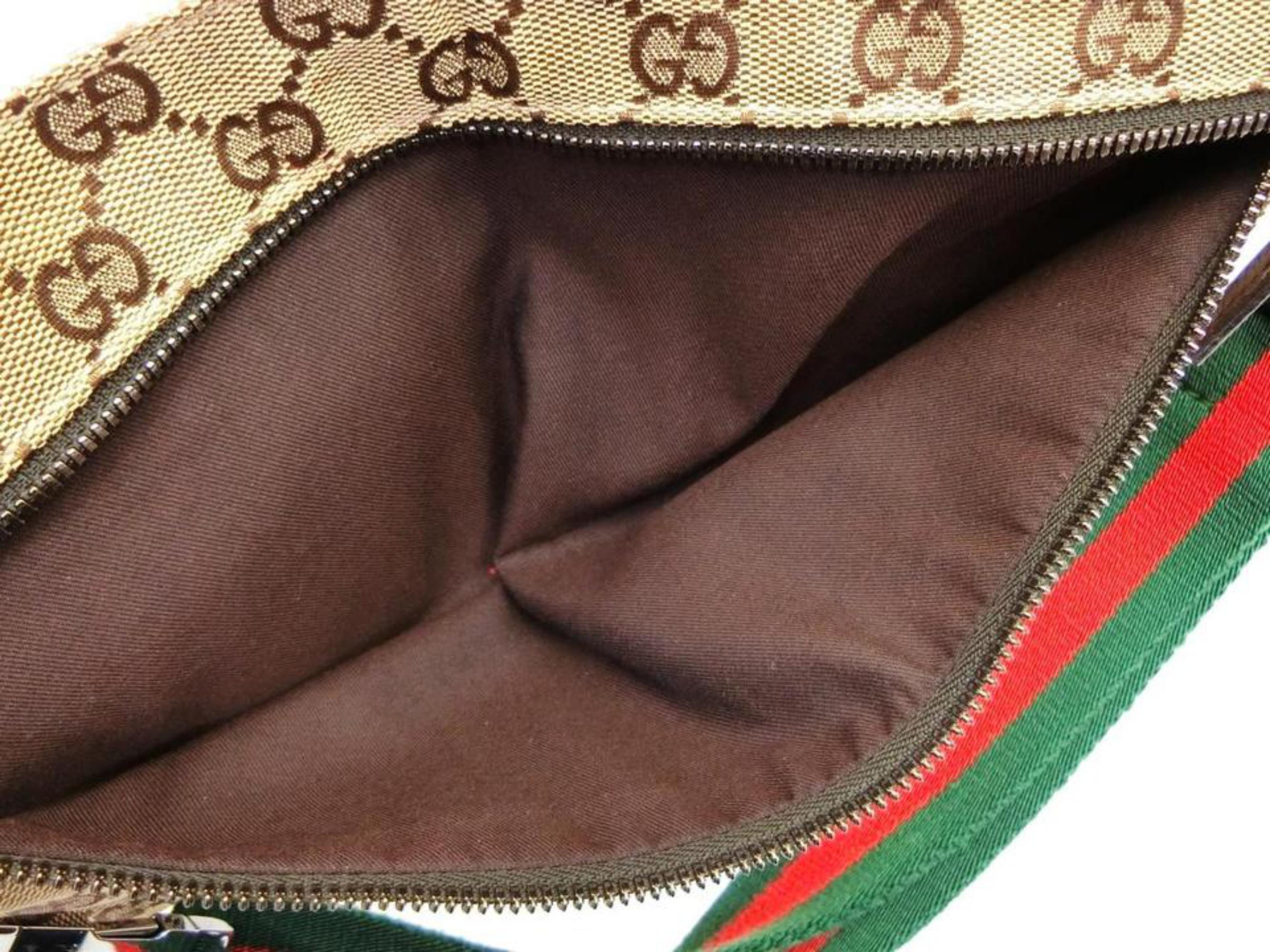 Women's Gucci Bum Web Monogram Belt Pouch 229481 Brown Canvas X Leather Cross Body Bag For Sale
