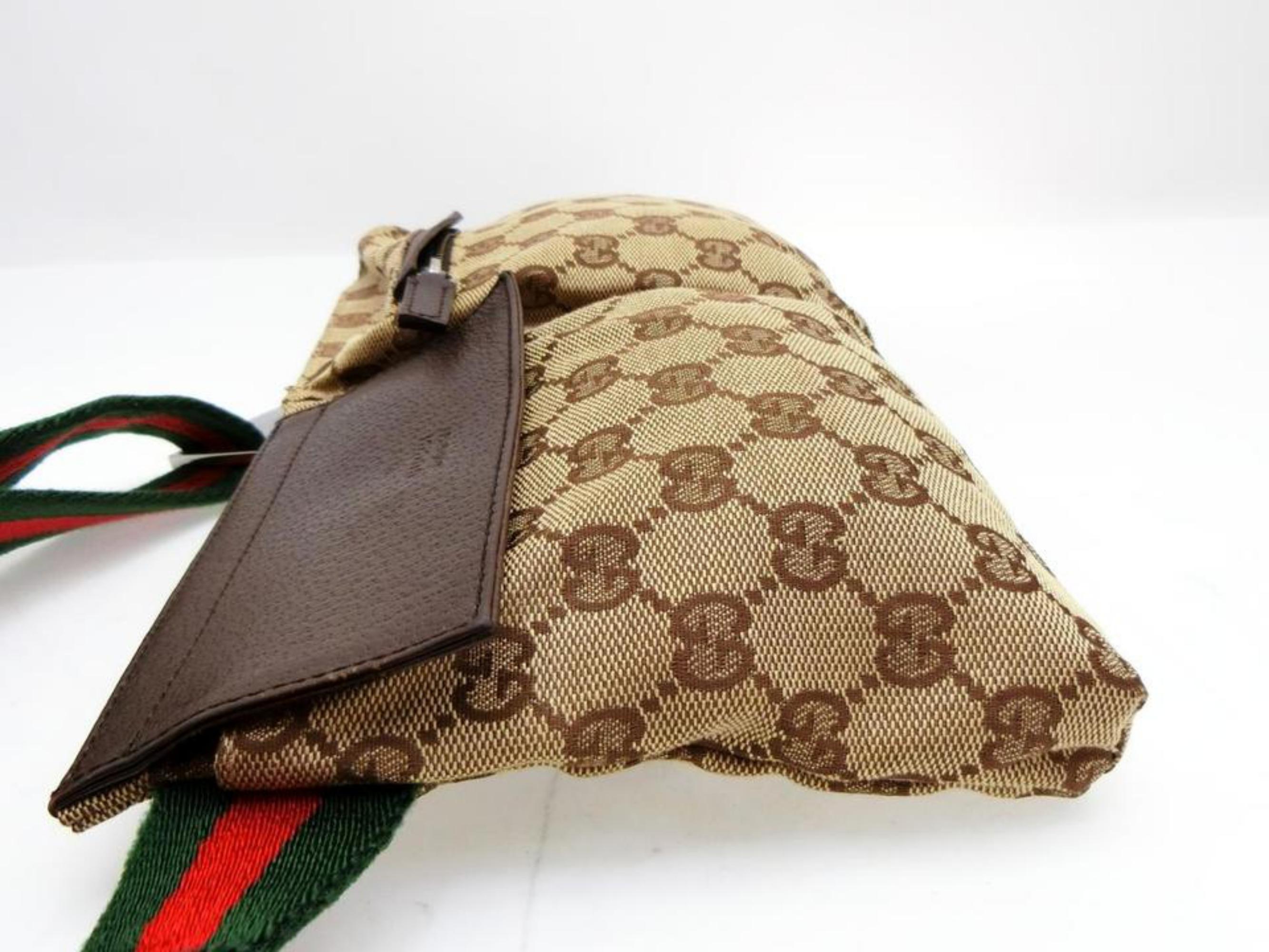 Gucci Bum Web Monogram Belt Pouch 229481 Brown Canvas X Leather Cross Body Bag For Sale 1