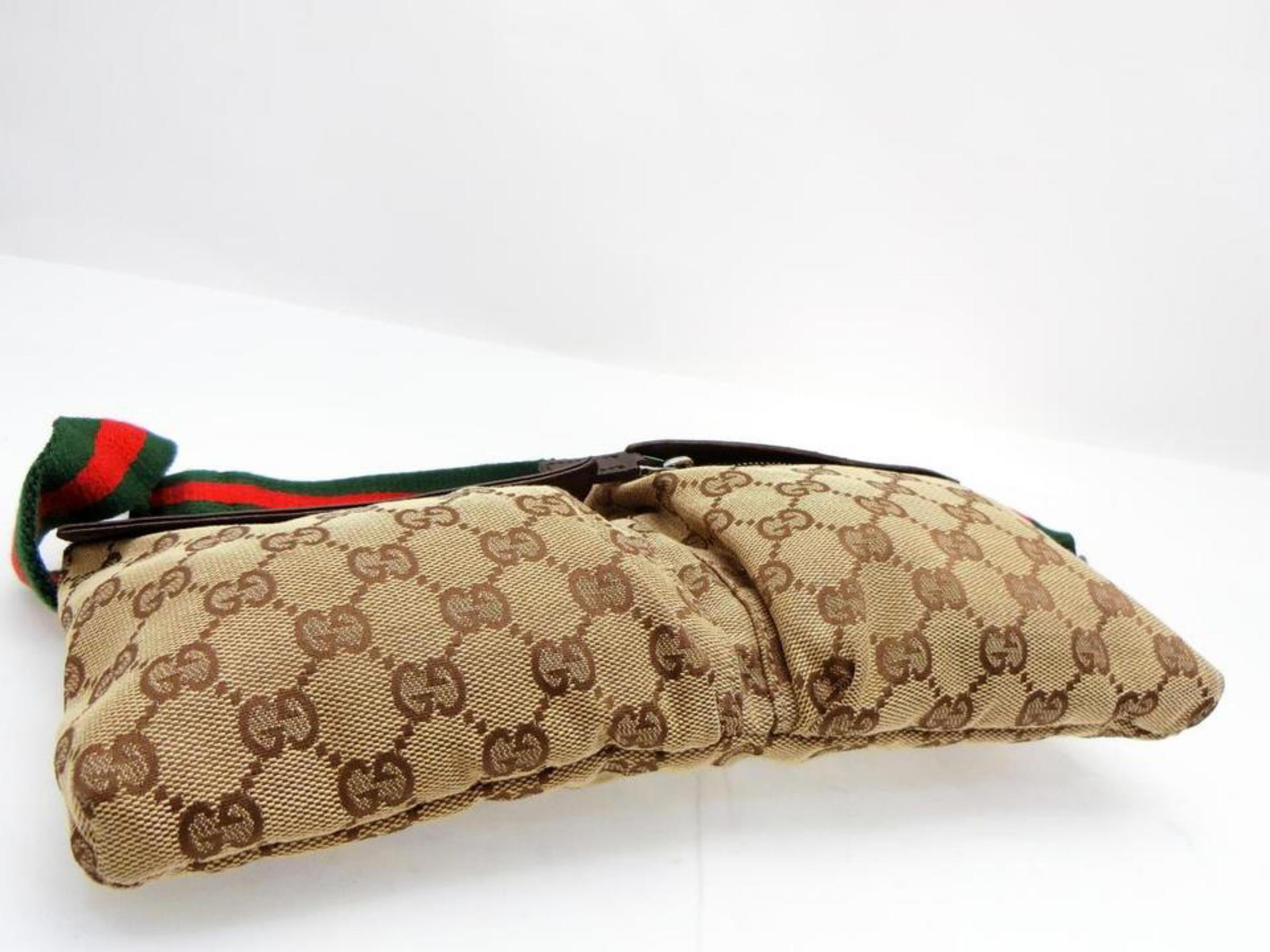 Gucci Bum Web Monogram Belt Pouch 229481 Brown Canvas X Leather Cross Body Bag For Sale 4