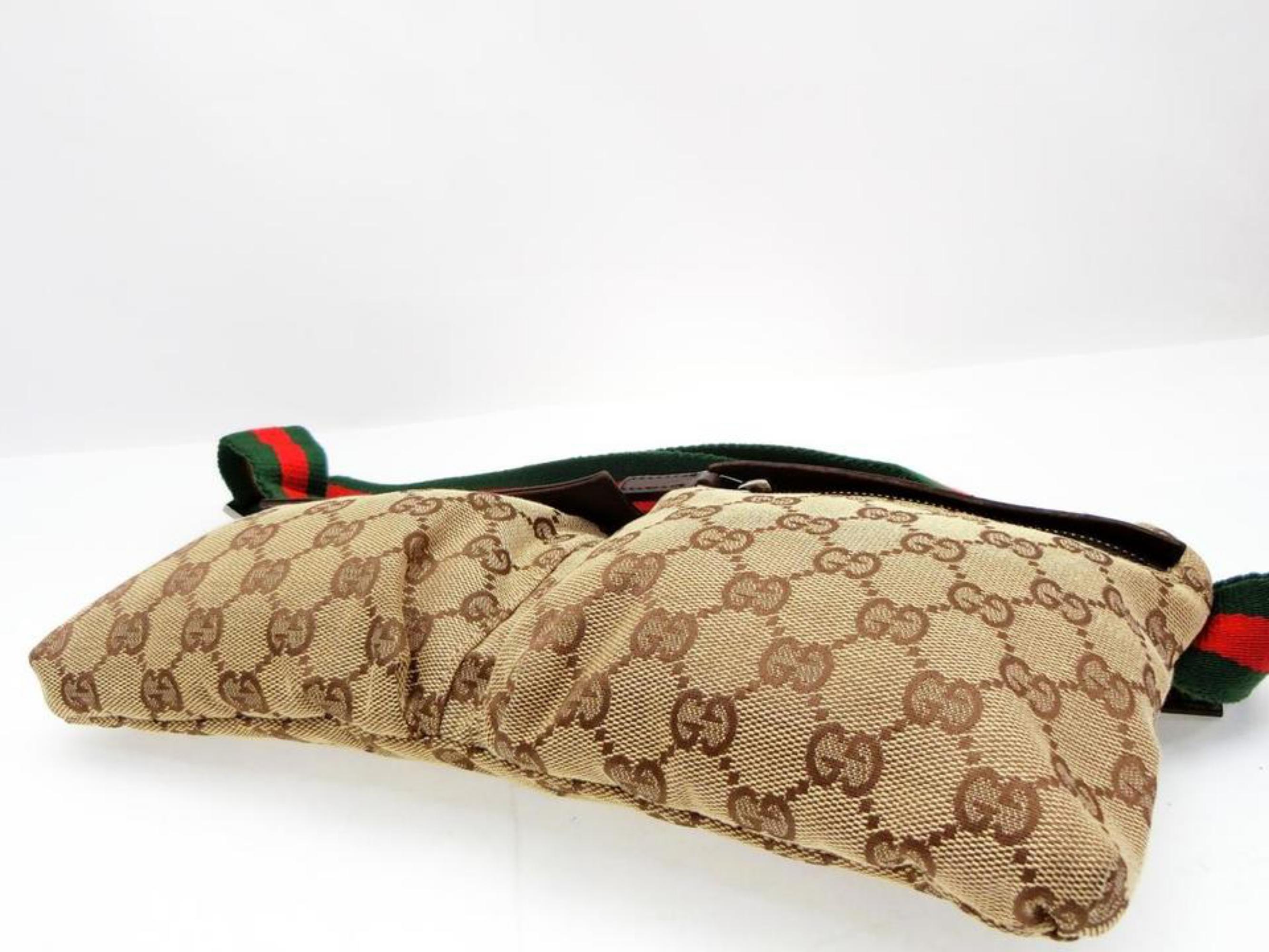 Gucci Bum Web Monogram Belt Pouch 229481 Brown Canvas X Leather Cross Body Bag For Sale 5