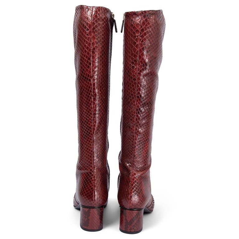 Gucci Python Boots GUCCI burgundy 2014 PYTHON LILLIAN KNEE HIGH Boots Shoes 37 For Sale at ...