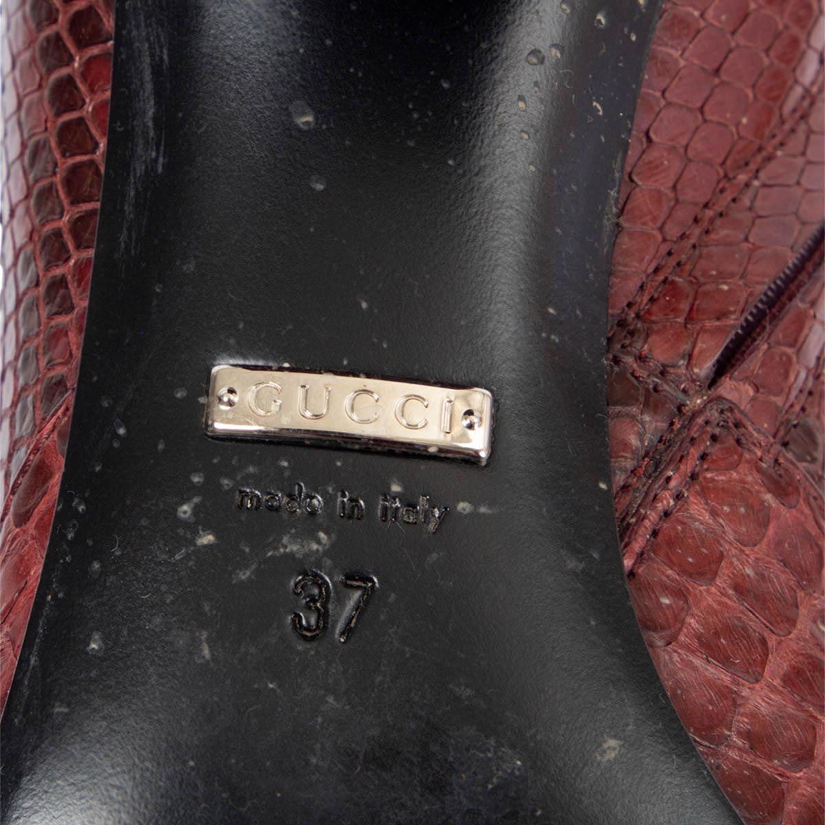 GUCCI burgundy 2014 PYTHON LILLIAN KNEE HIGH Boots Shoes 37 3