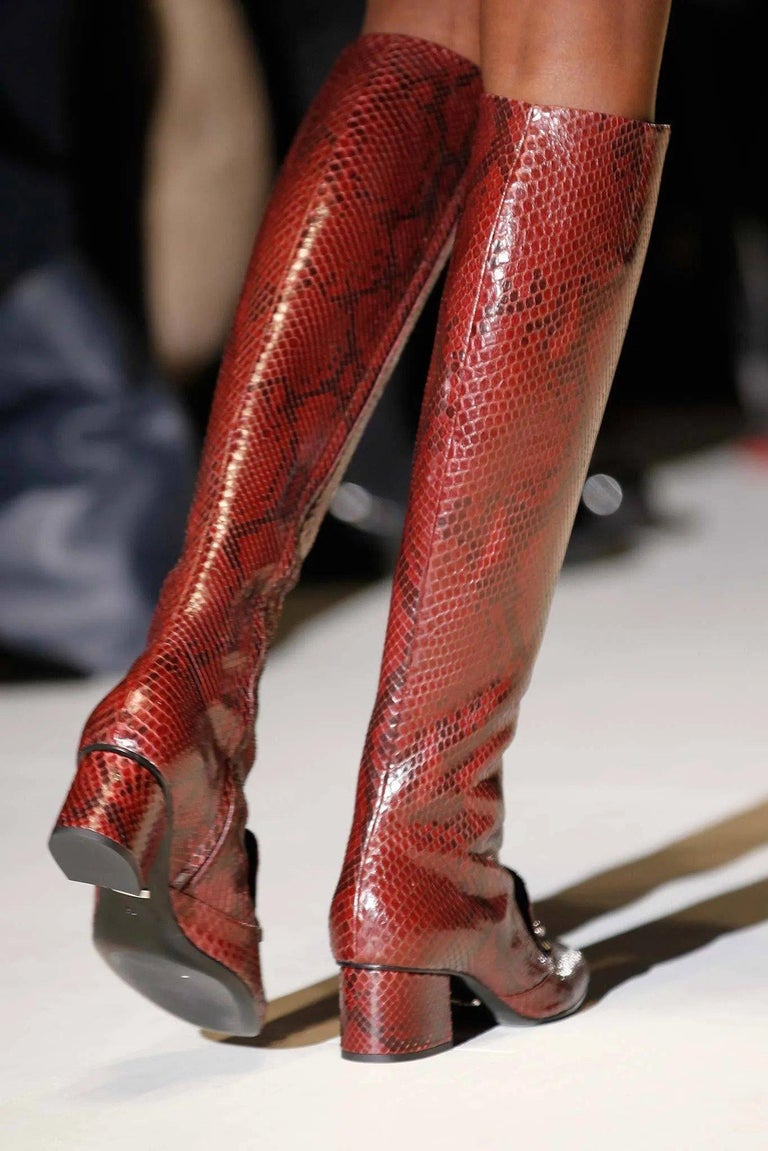 Gucci Python Boots GUCCI burgundy 2014 PYTHON LILLIAN KNEE HIGH Boots Shoes 37 For Sale at ...