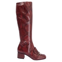 GUCCI burgundy 2014 PYTHON LILLIAN KNEE HIGH Boots Shoes 37