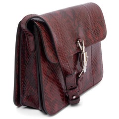 GUCCI burgundy 2014 PYTHON SOFT JACKIE FLAP Shoulder Bag