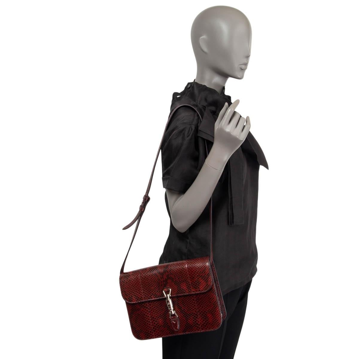 Women's GUCCI burgundy 2014 PYTHON SOFT JACKIE FLAP Shoulder Bag For Sale