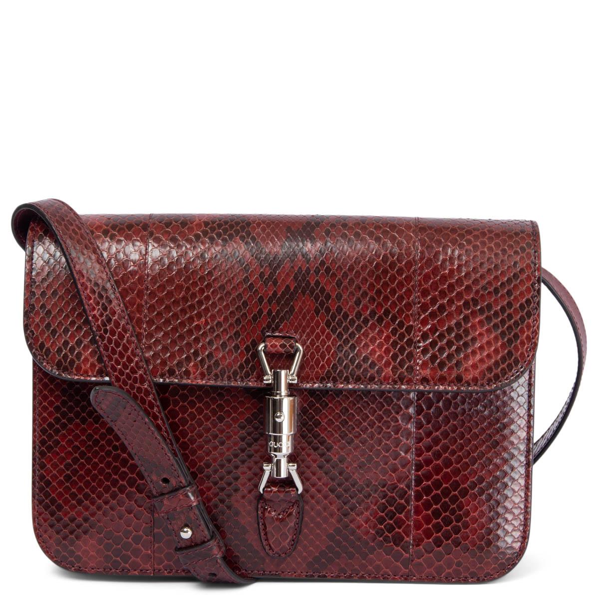 GUCCI burgundy 2014 PYTHON SOFT JACKIE FLAP Shoulder Bag For Sale