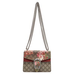 Gucci Burgundy/Beige GG Supreme Canvas and Suede Dionysus Blooms Shoulder Bag