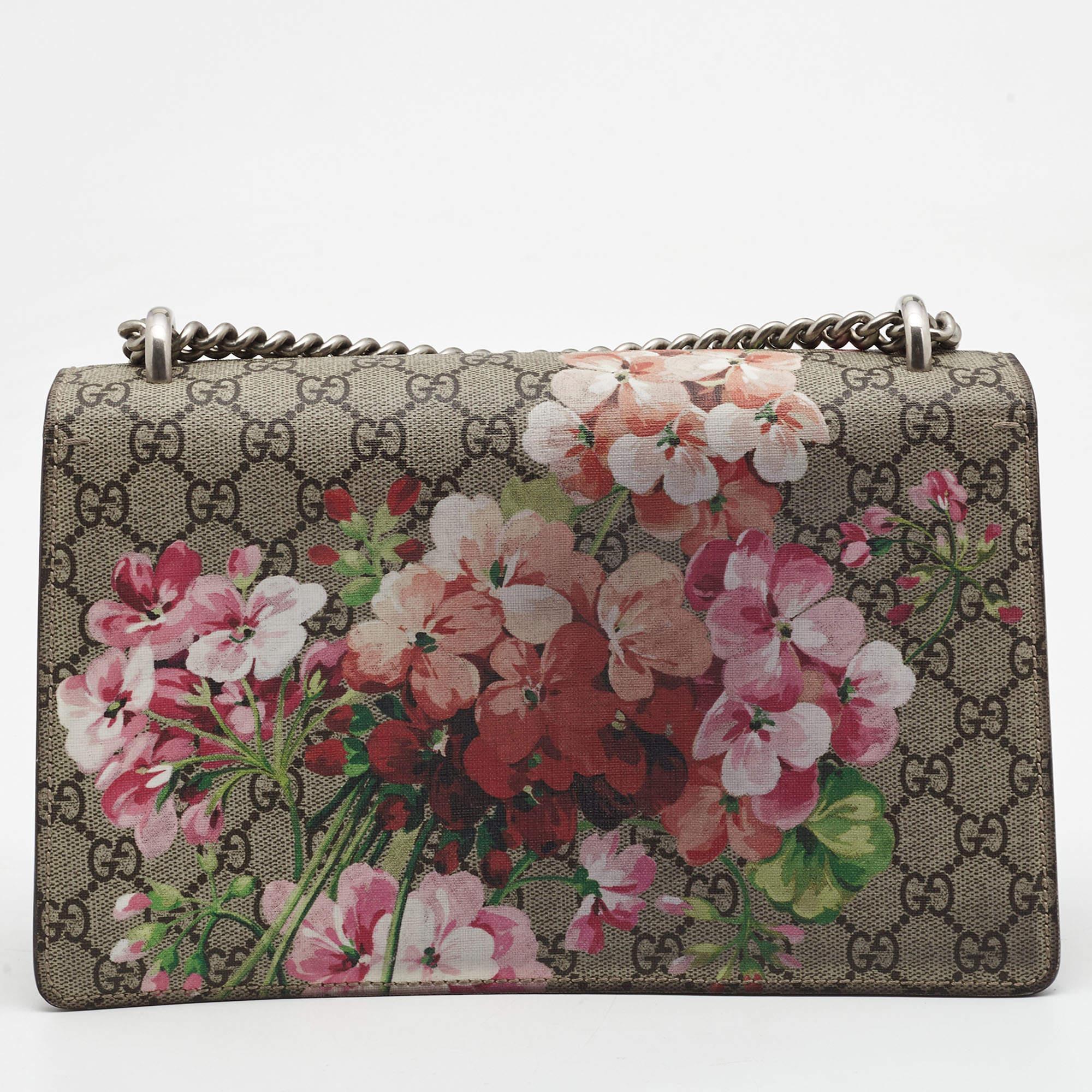 Gucci Burgundy/Beige GG Supreme Canvas and Suede Small Blooms Dionysus Shoulder  5