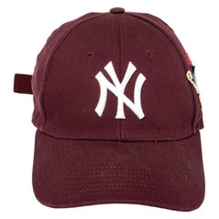 Gucci Burgundy Butterfly Appliqued NY Yankees Patch Baseball Cap