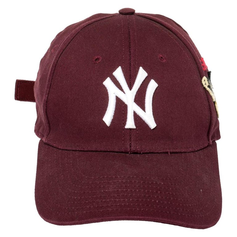 Gucci Burgundy Butterfly Appliqued NY Yankees Patch Baseball Cap at 1stDibs