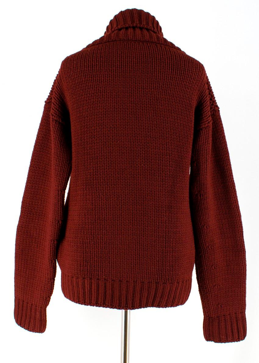 Red Gucci Burgundy Chunky Knit Sweater - Size Small