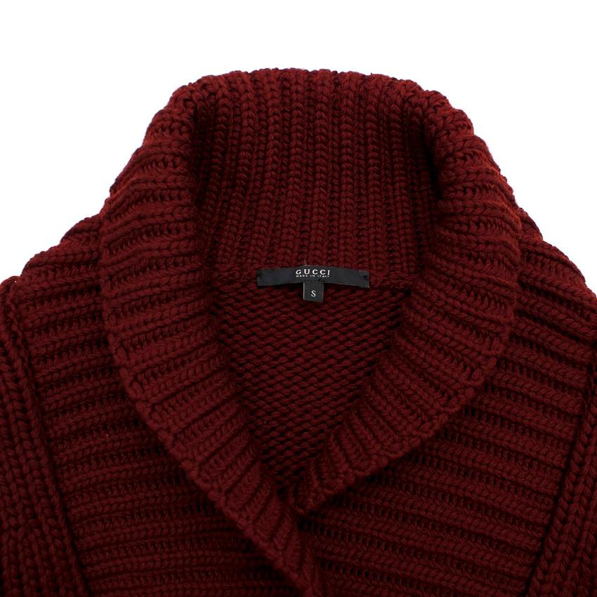 Gucci Burgundy Chunky Knit Sweater - Size Small In Excellent Condition In London, GB