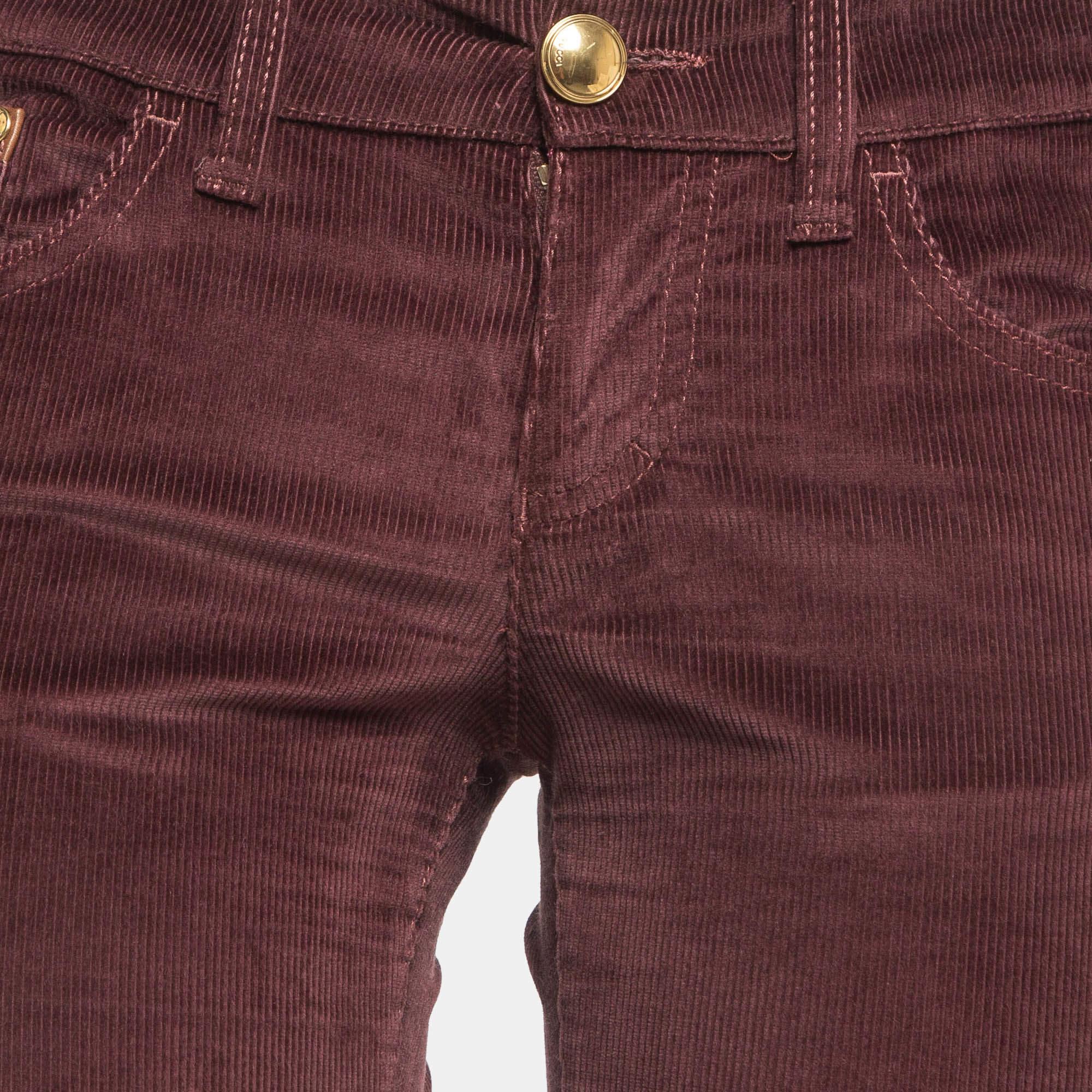 Brown Gucci Burgundy Corduroy Straight Leg Pants S