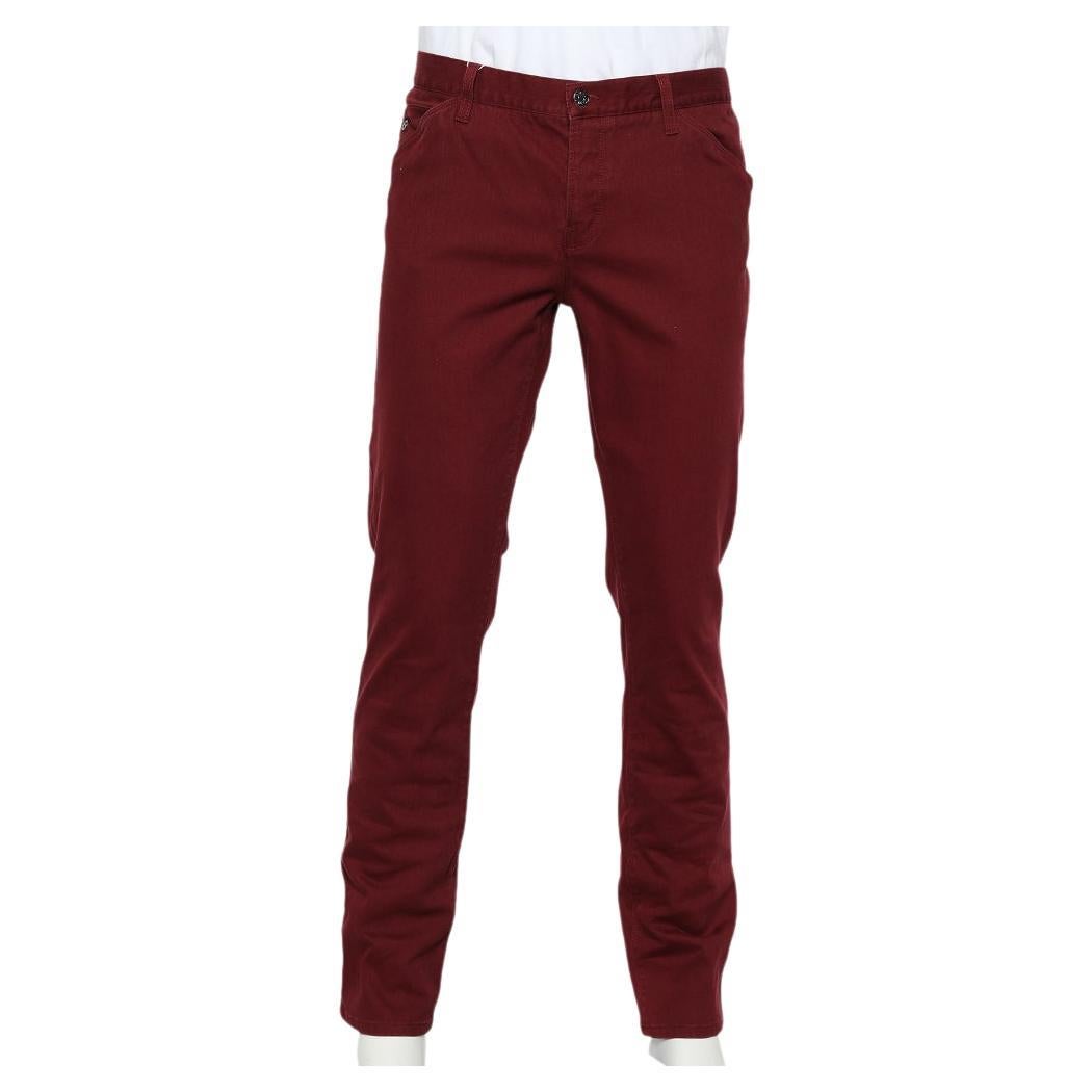 Gucci Burgundy Denim Skinny Jeans XL For Sale