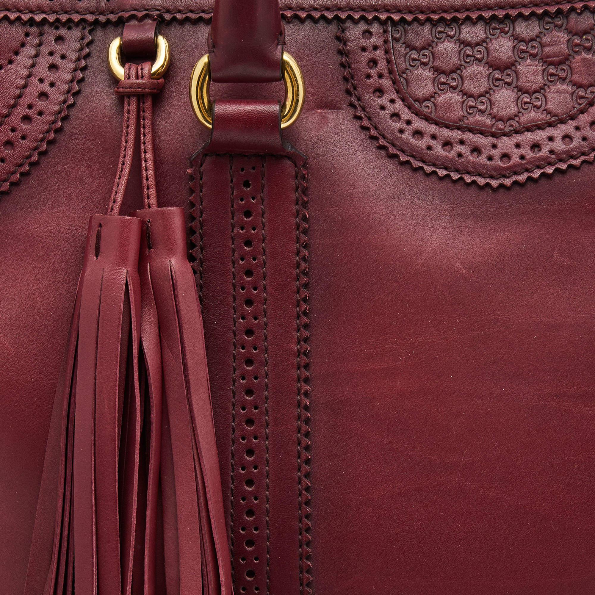 Gucci Burgundy Duilio Brogue Leather Chablis Duffel Bag 6