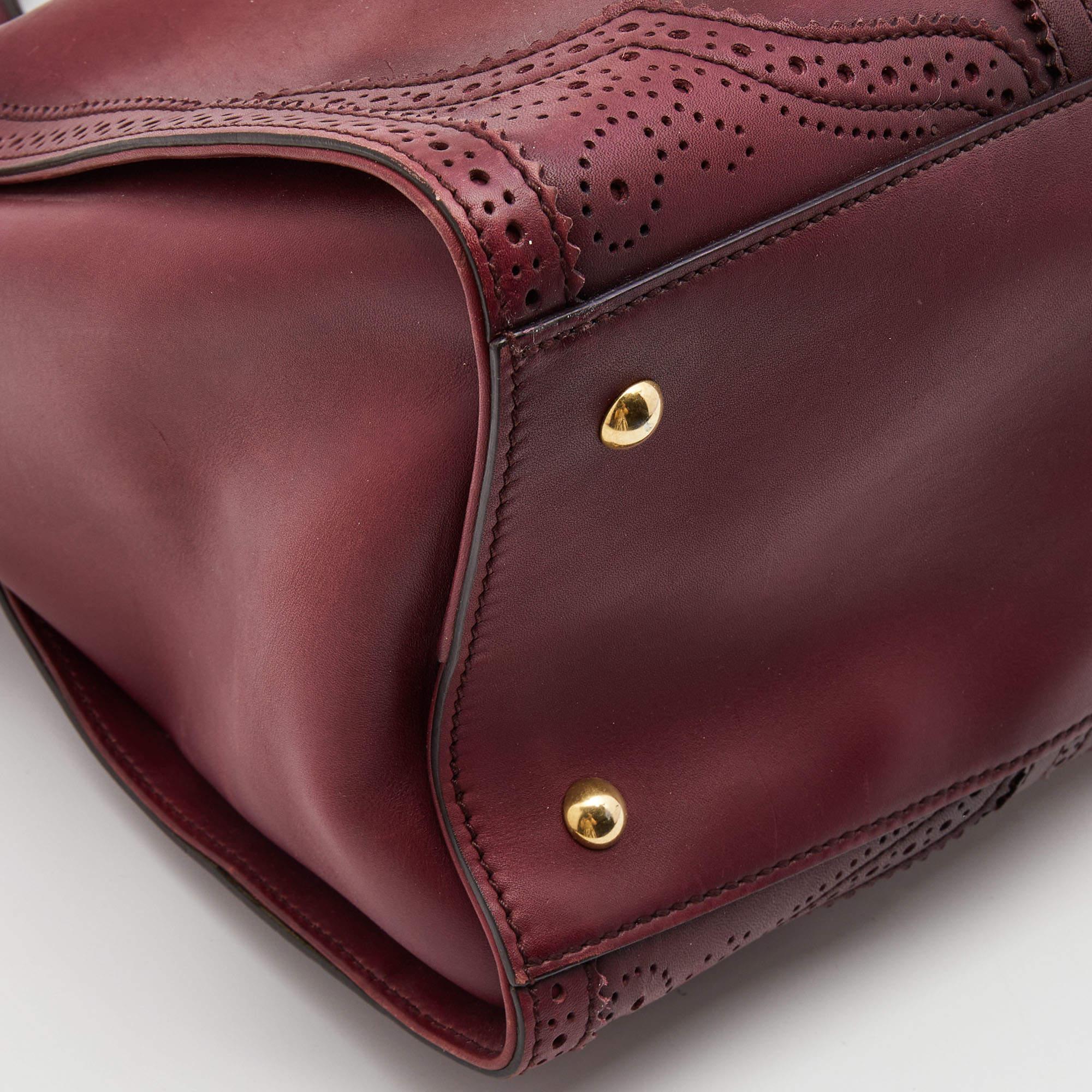 Gucci Burgundy Duilio Brogue Leather Chablis Duffel Bag 7