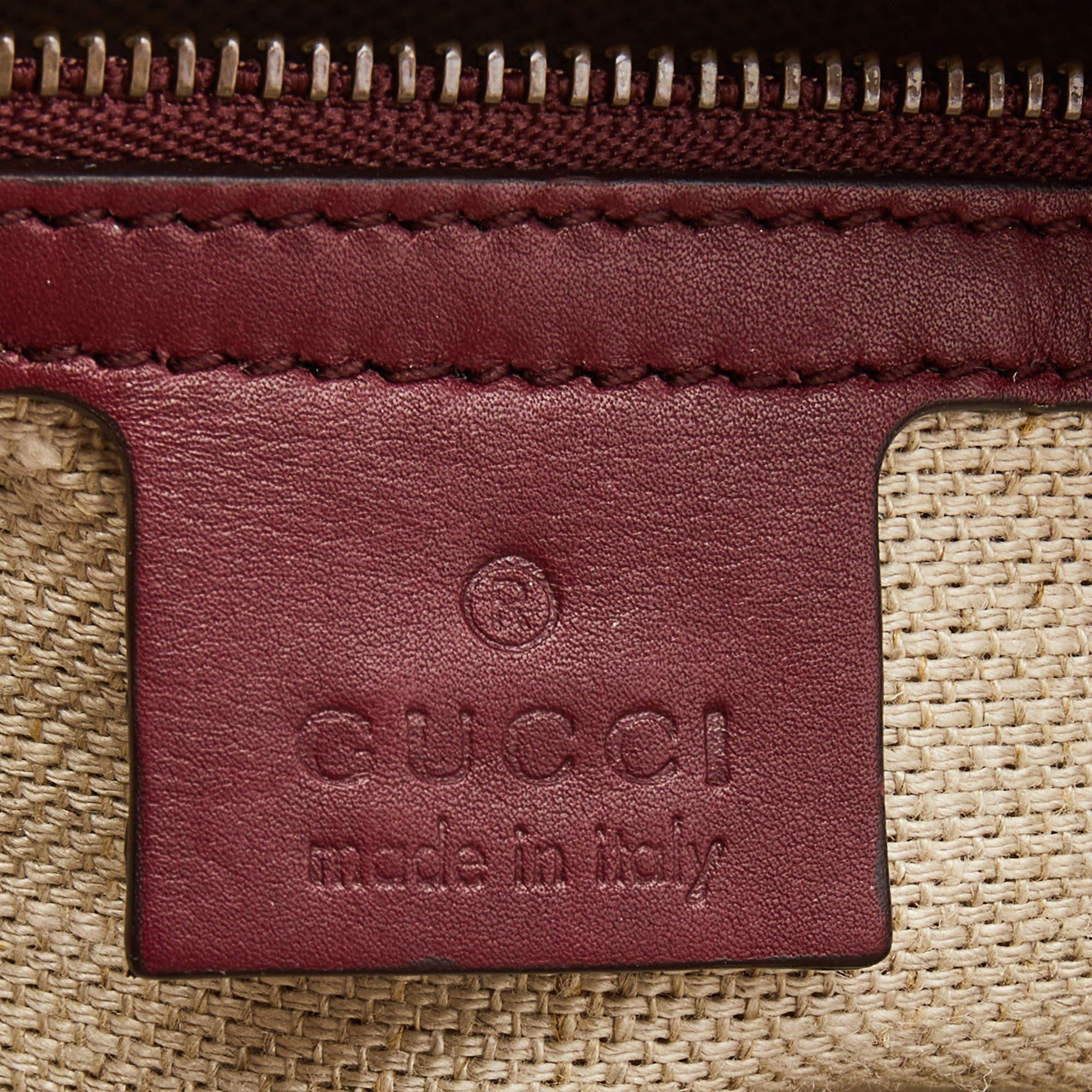 Women's Gucci Burgundy Duilio Brogue Leather Chablis Duffel Bag