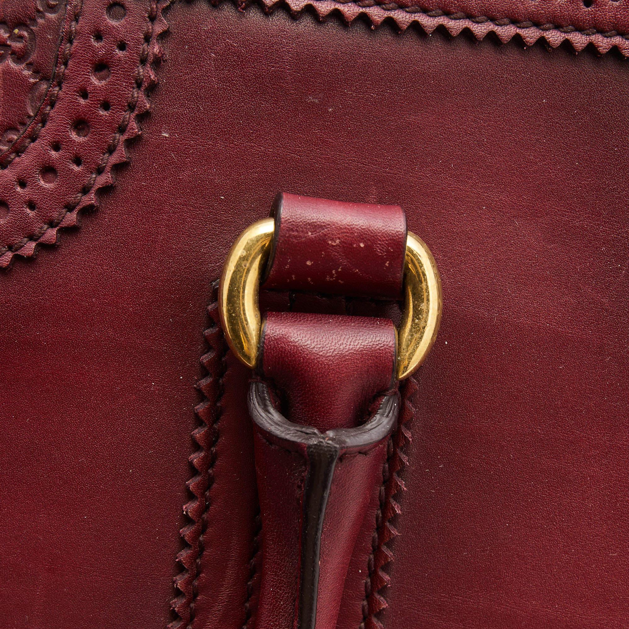 Gucci Burgundy Duilio Brogue Leather Chablis Duffel Bag 3