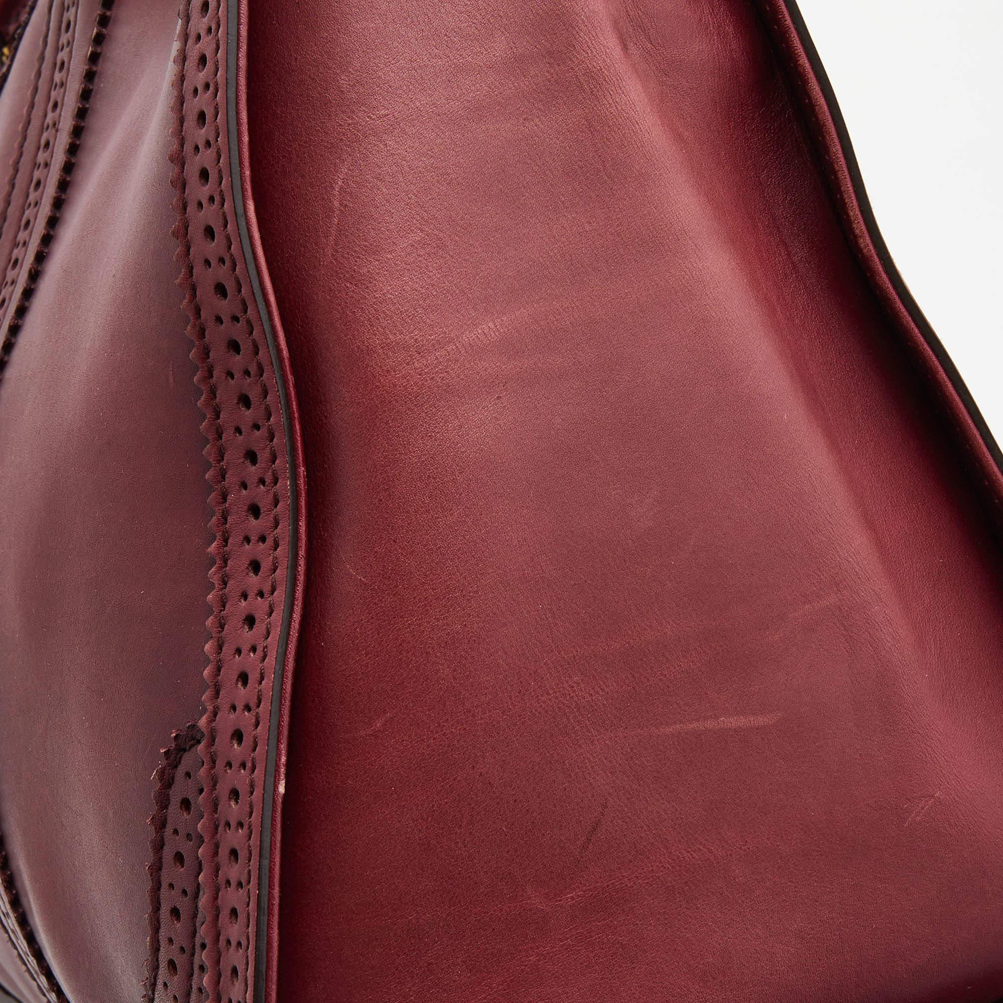 Gucci Burgundy Duilio Brogue Leather Chablis Duffel Bag 4