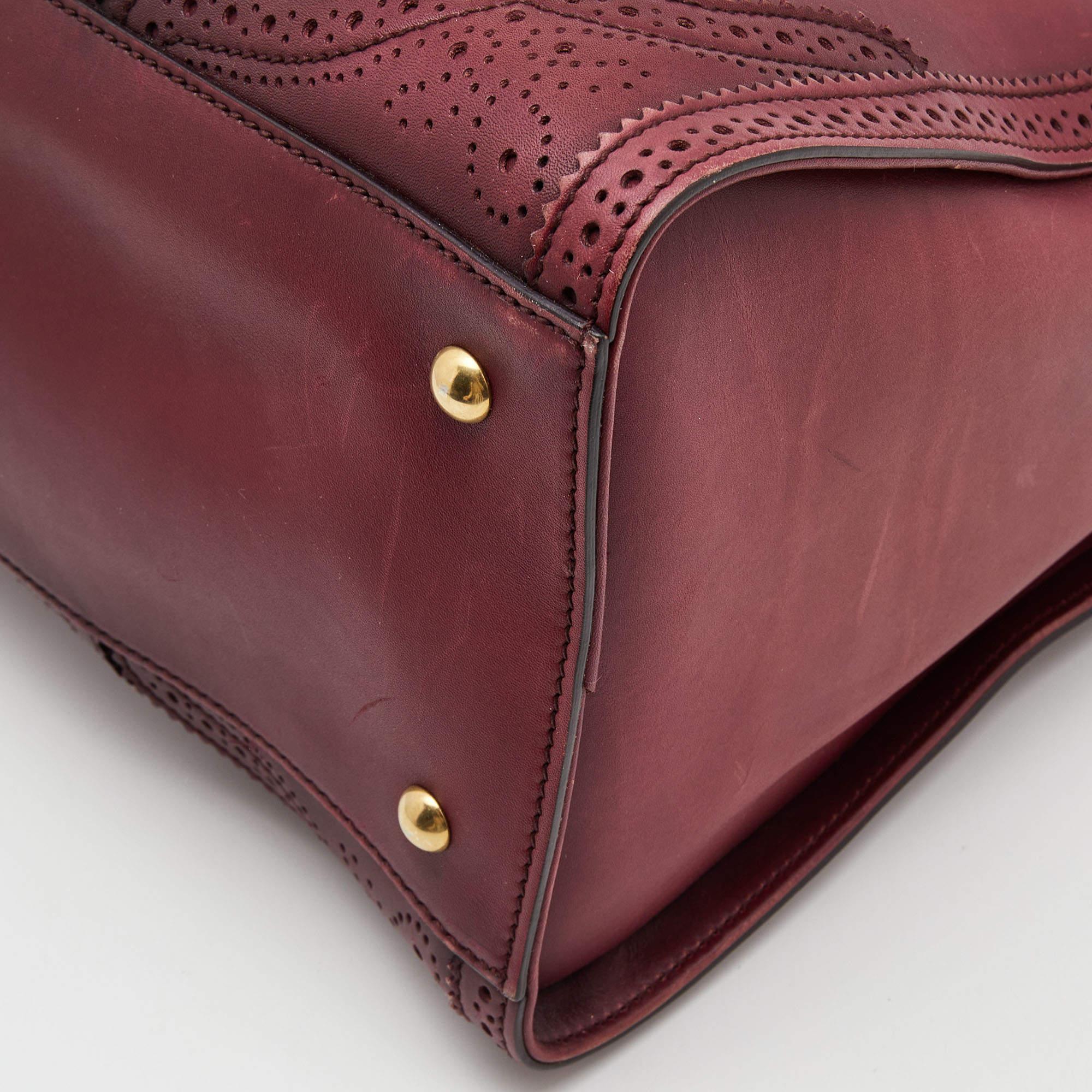 Gucci Burgundy Duilio Brogue Leather Chablis Duffel Bag 5