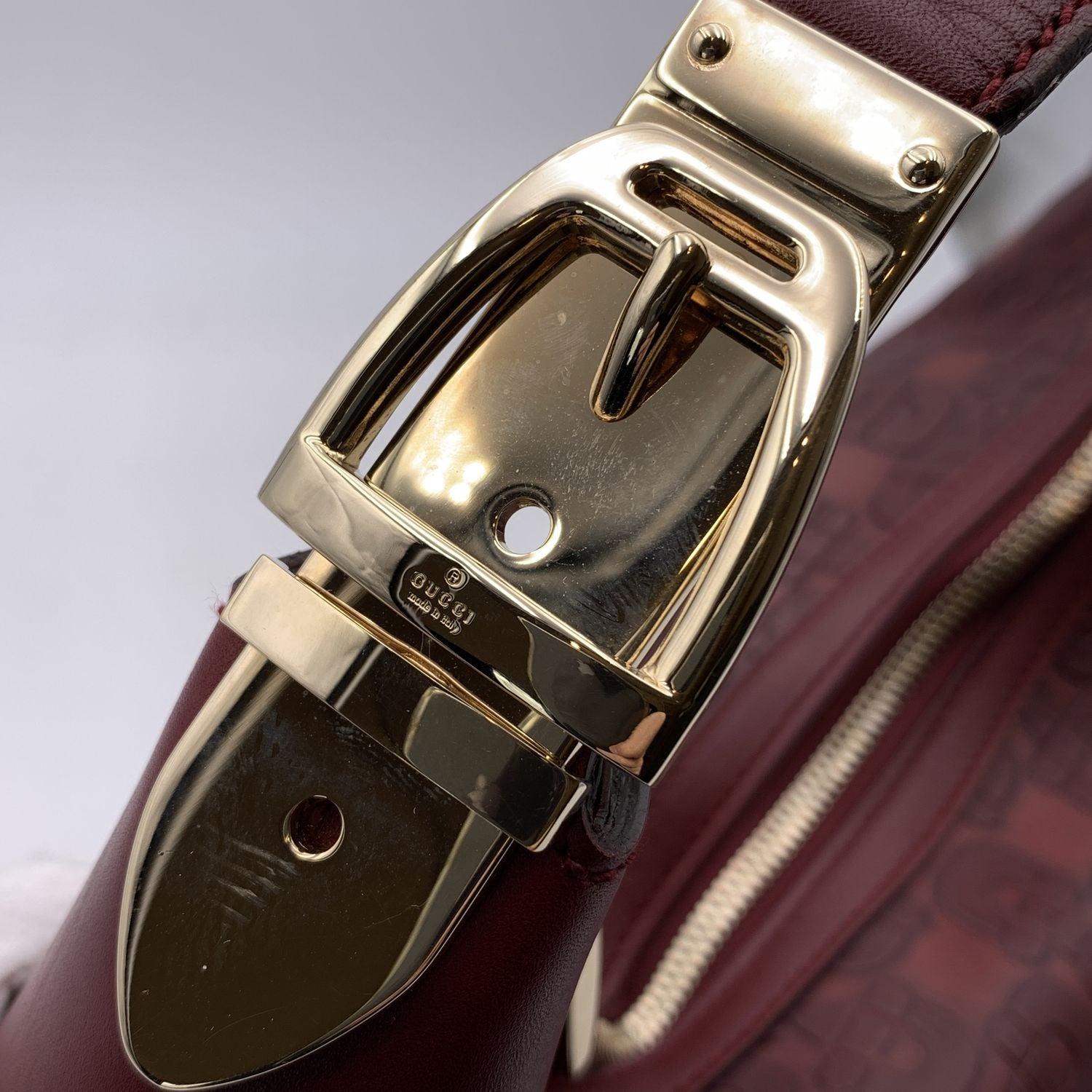 Gucci Burgundy Embossed Leather Glam Horsebit Hobo Shoulder Bag 2