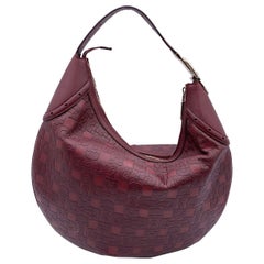 Gucci Burgundy Embossed Leather Glam Horsebit Hobo Shoulder Bag