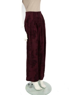 Gucci Burgundy Floral Jacquard Straight Trousers Size S