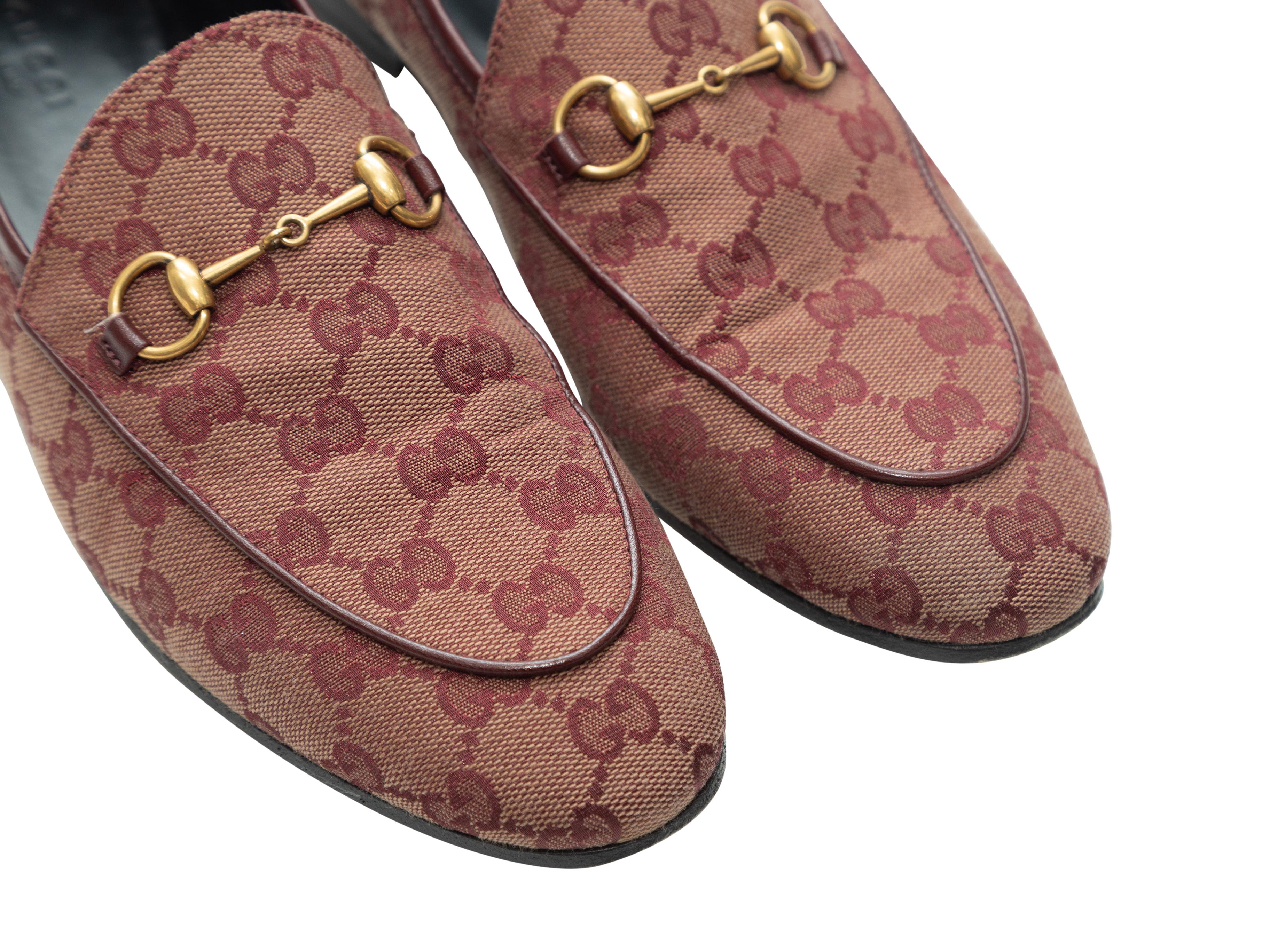 Brown Gucci Burgundy GG Canvas Horsebit Loafers