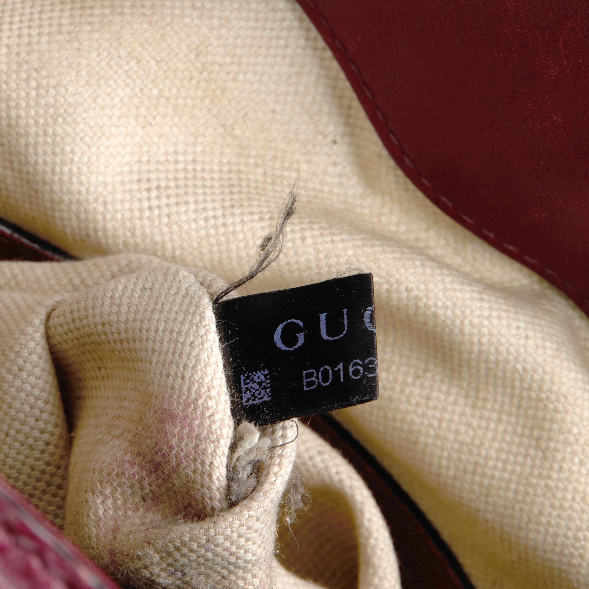 GUCCI Burgundy GG Embossed Guccissima Calfskin Leather Signature Tote 3