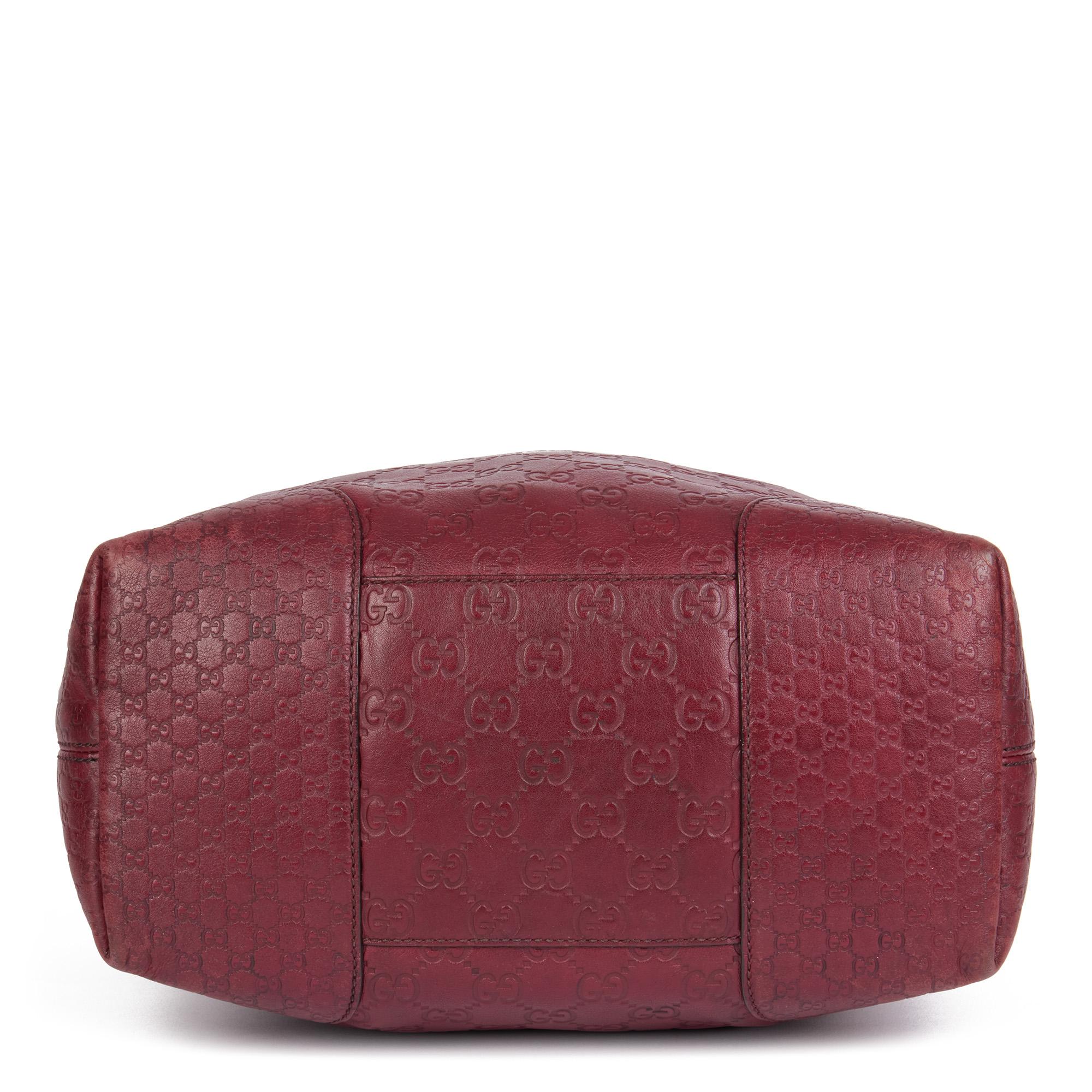 GUCCI Burgundy GG Embossed Guccissima Calfskin Leather Signature Tote In Excellent Condition In Bishop's Stortford, Hertfordshire