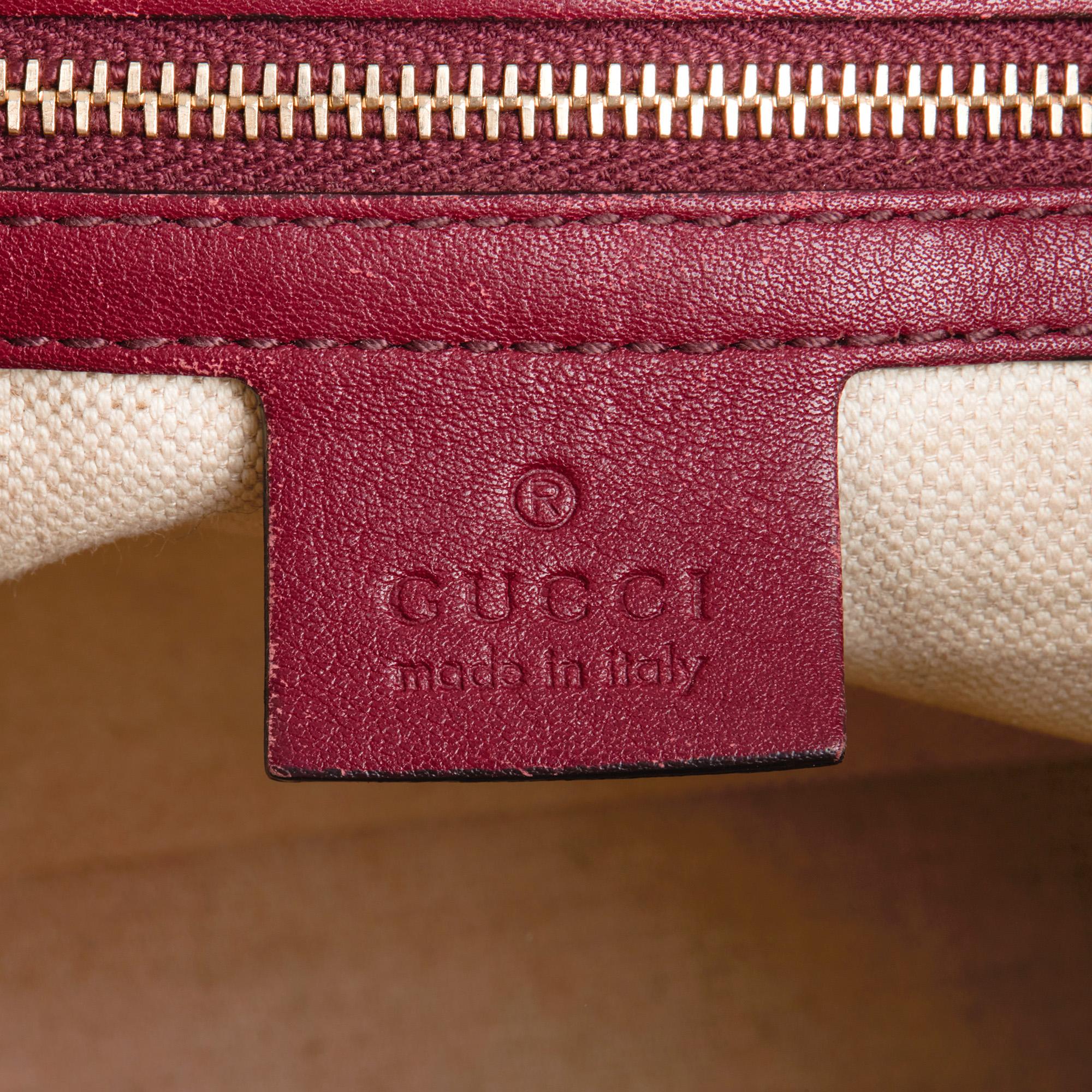 GUCCI Burgundy GG Embossed Guccissima Calfskin Leather Signature Tote  2