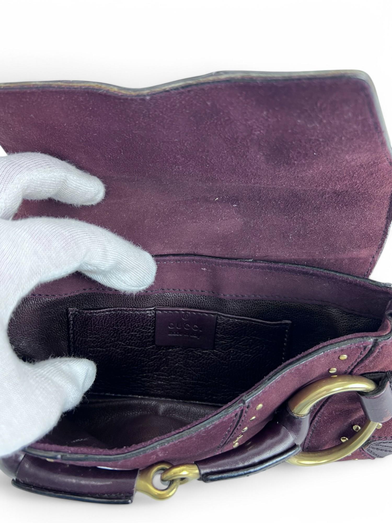 Women's Gucci Burgundy GG Leather & Suede Horsebit Chain Clutch