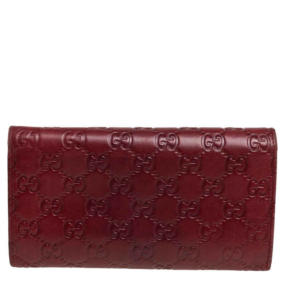 Brown Gucci Burgundy Guccissima Leather Continental Flap Wallet