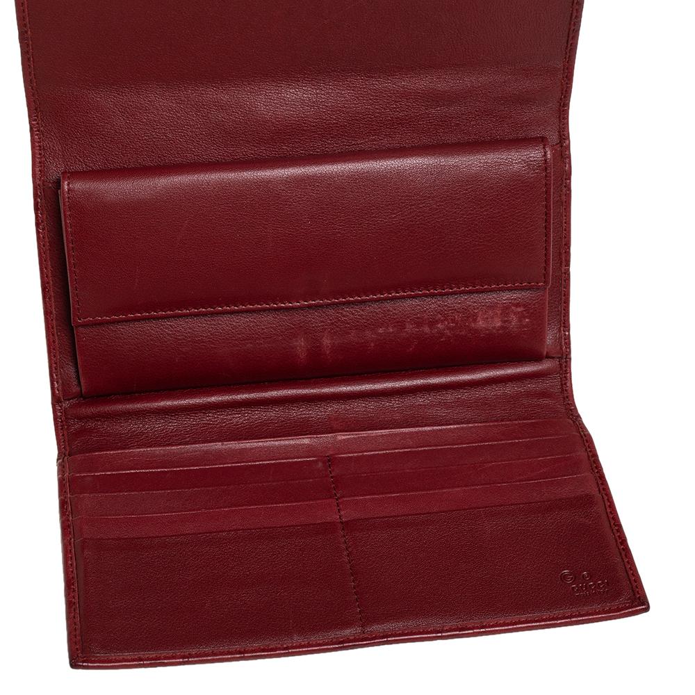Women's Gucci Burgundy Guccissima Leather Continental Flap Wallet