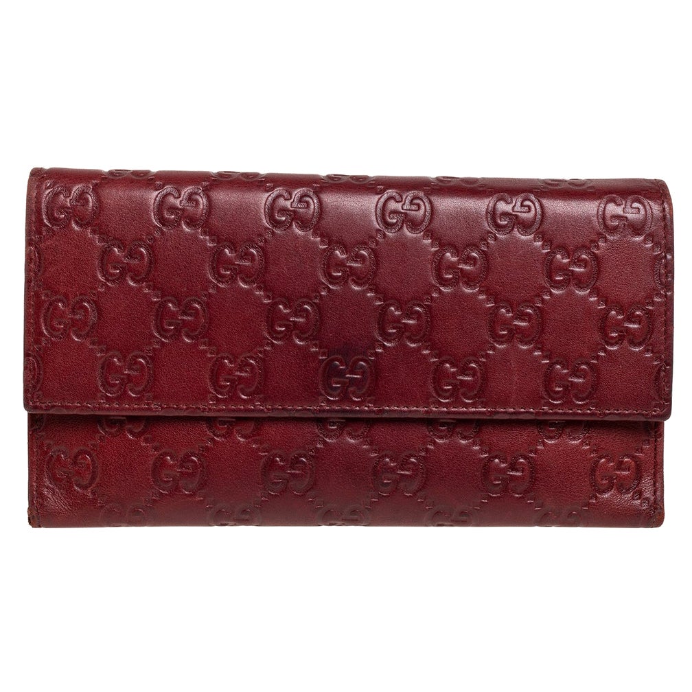 Gucci Burgund Guccissima Leder Continental Flap Wallet