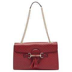 Gucci Burgunderfarbene Guccissima Leder-Umhängetasche Medium