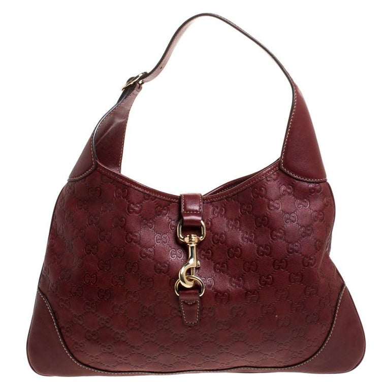 Gucci Burgundy Guccissima Leather Medium Jackie O Hobo For Sale at 1stDibs